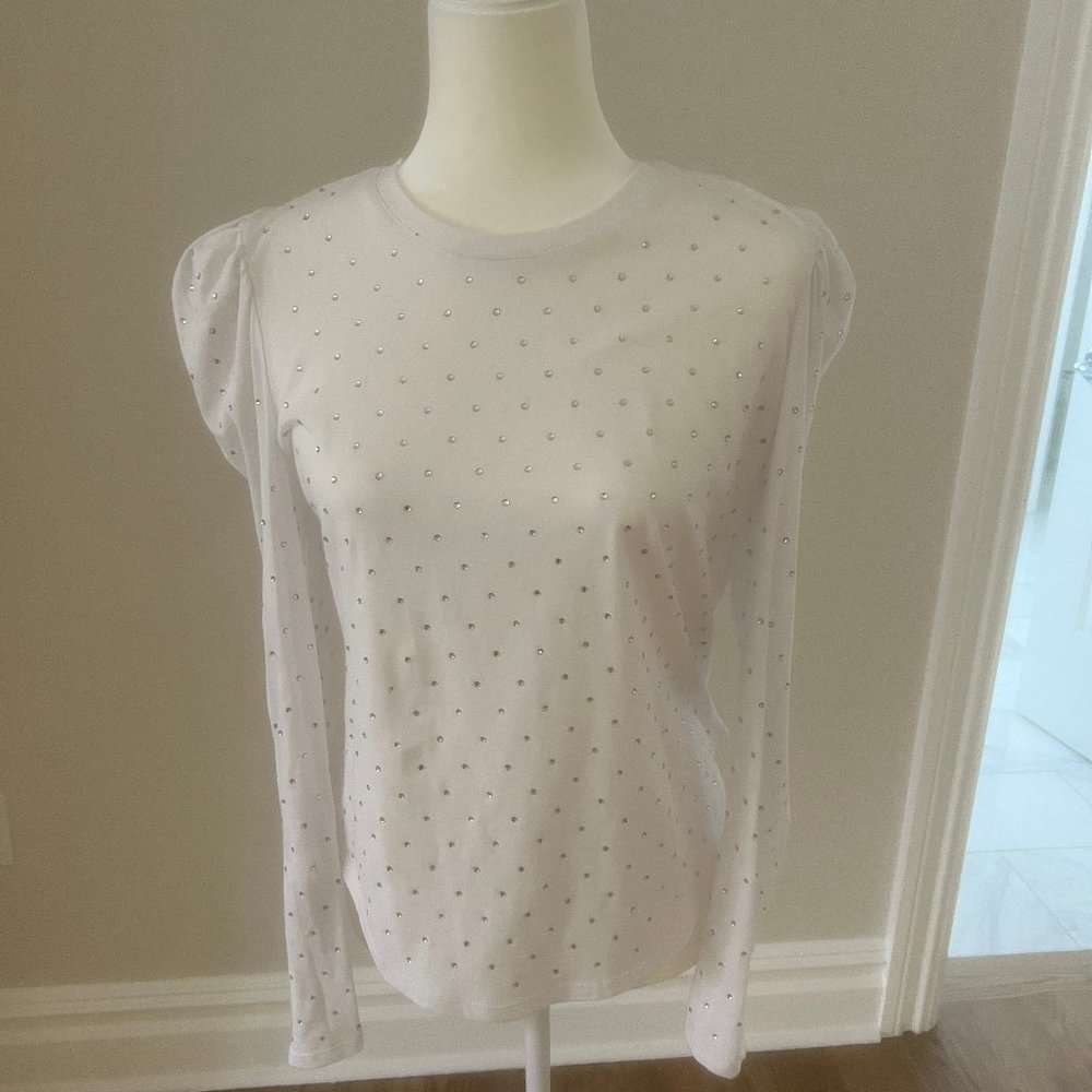 Generation Love Crystal Embellished Puff Sleeve Shirt